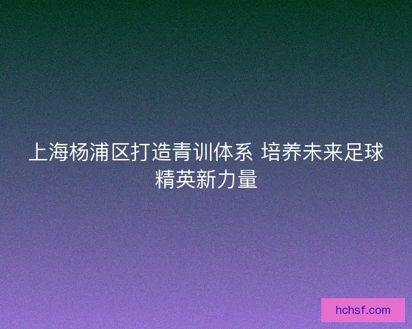 上海杨浦区打造青训体系 培养未来足球精英新力量